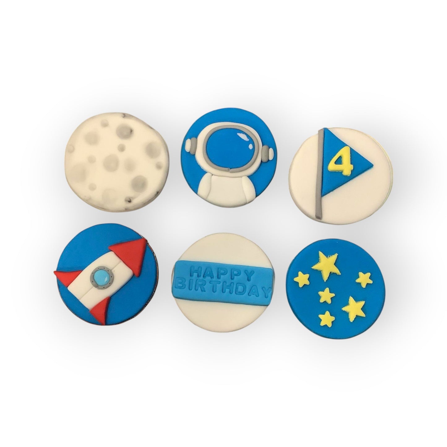Astronaut Space Cake Topper – Rocket, Moon & Custom Age (Edible)