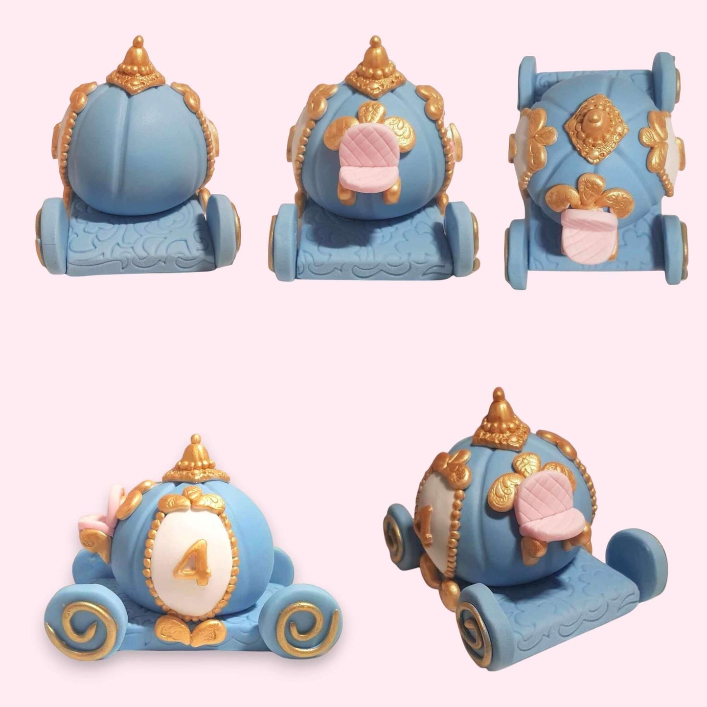 Princess Carriage Cake Topper Set – Edible Custom Fondant Decorations for Magical Birthdays