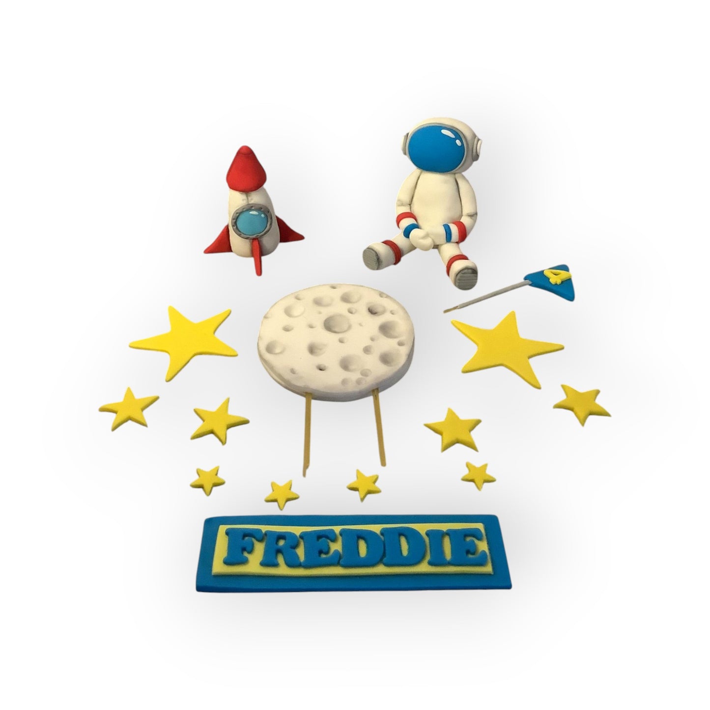 Astronaut & Rocket Cake Topper Set – Custom Space Theme (Edible)