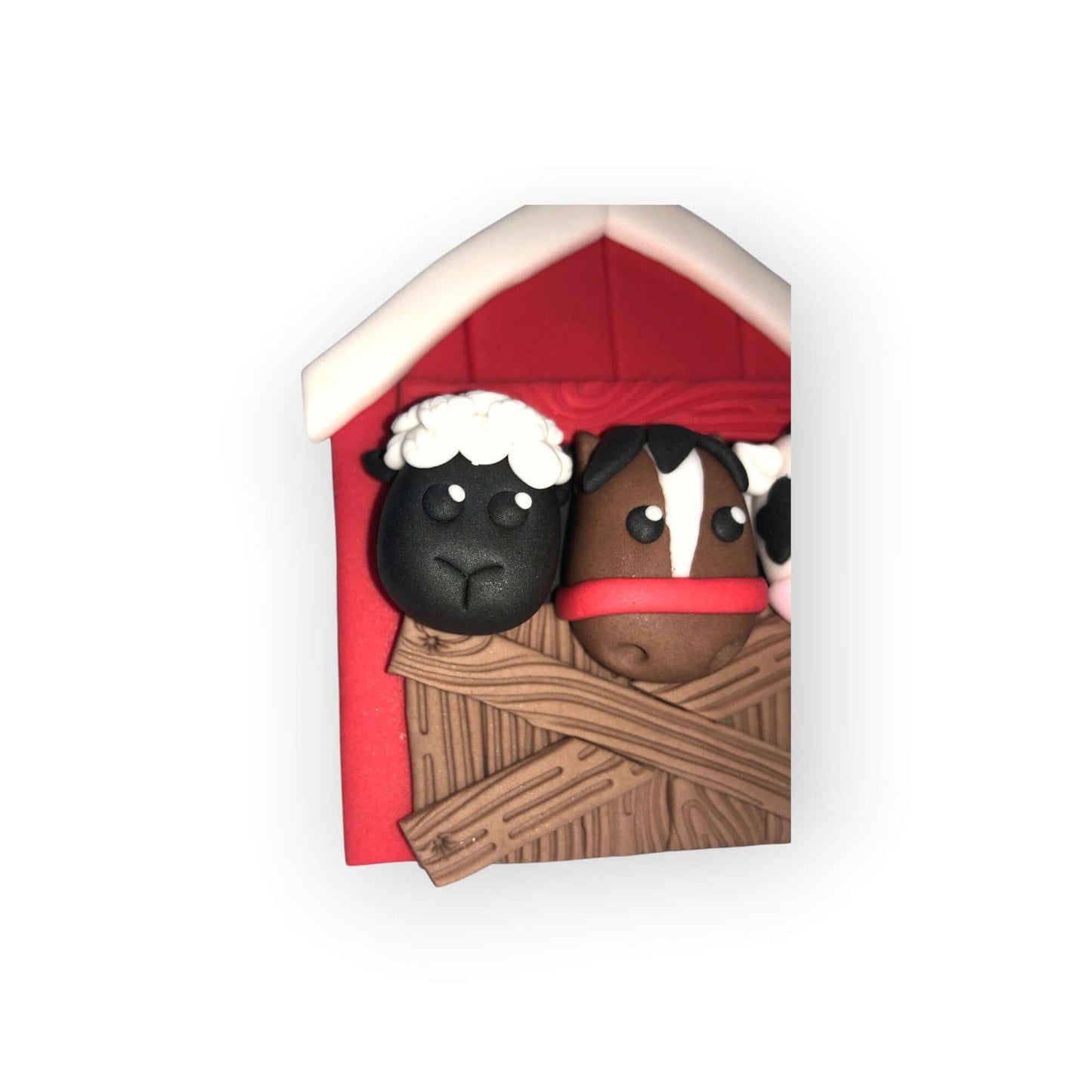 Sheeps head in a barn door handmade cake topper
