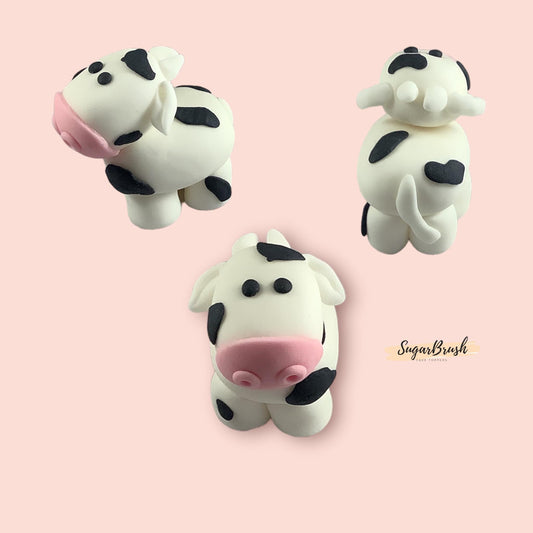 edible cow farm cake topper