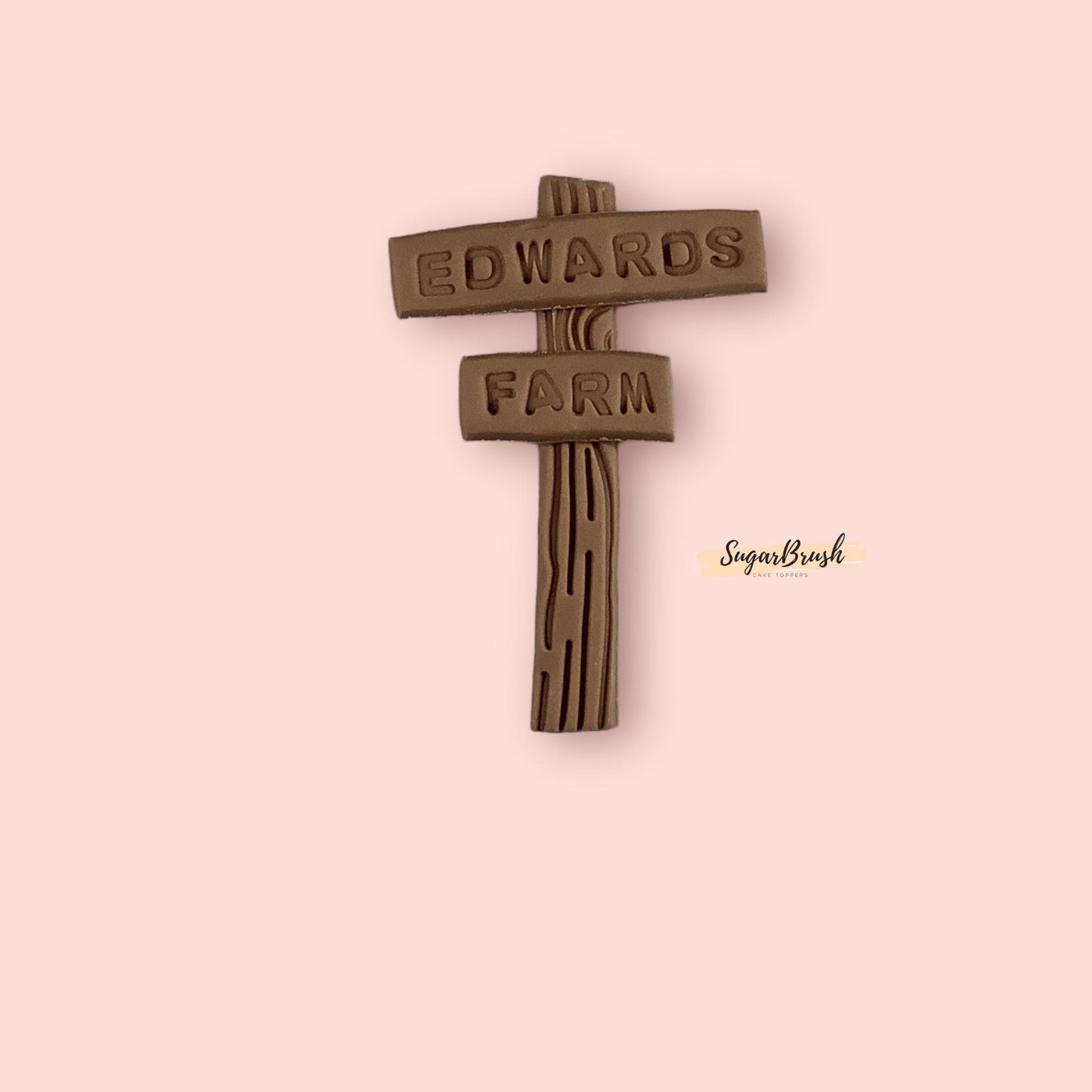 edible personalised farm name sign for farm cake topper set