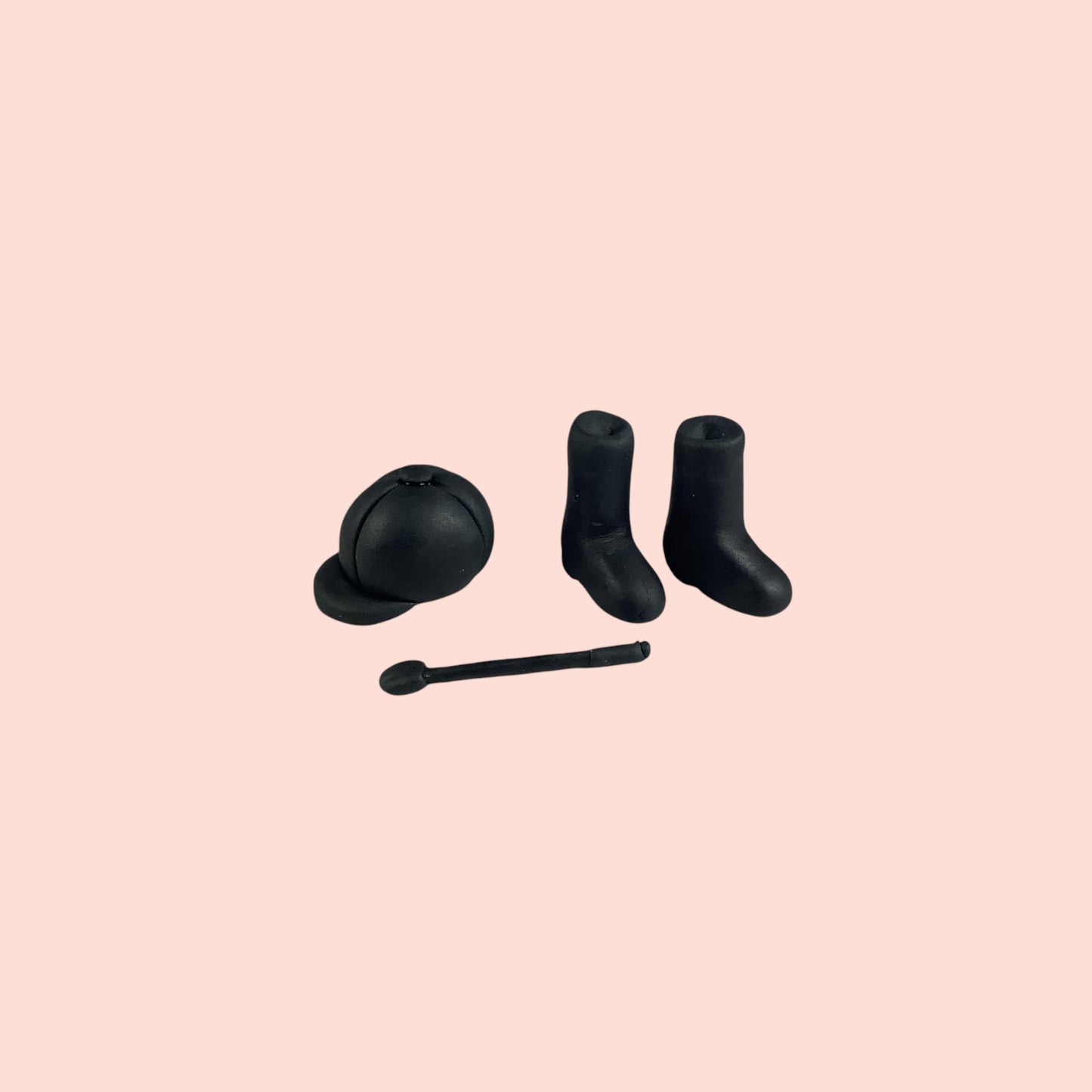 Edible horse riding boots, hat and whip/crop