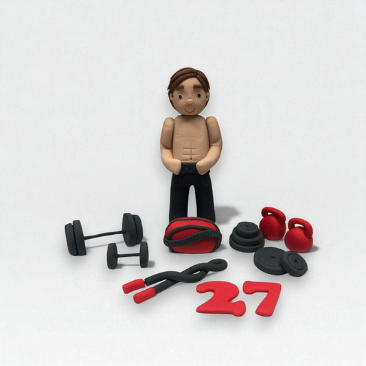 Gym Set Cake Topper – Edible Fitness Theme Cake Decorations