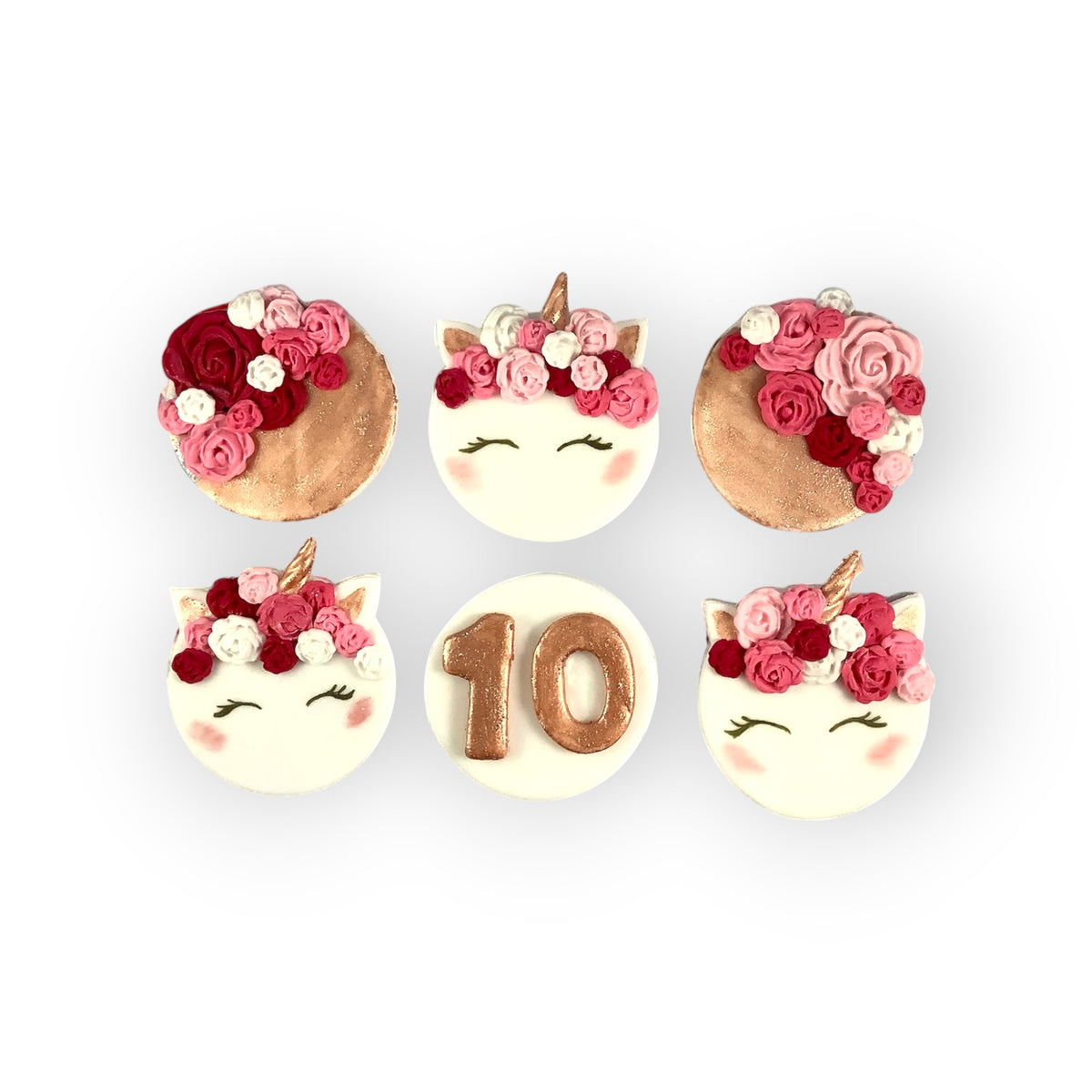 Unicorn Cupcake Toppers – Edible Fondant Horns, Flowers & Numbers | Handmade in the UK