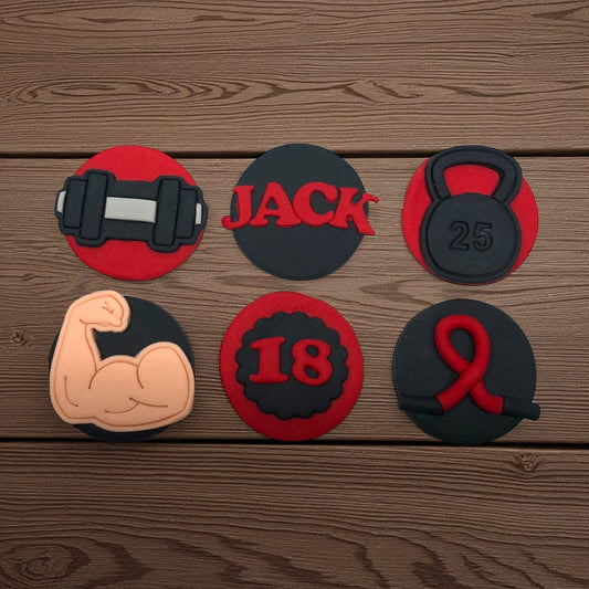 Personalised Gym Cupcake Toppers – Edible Fitness Theme Decorations