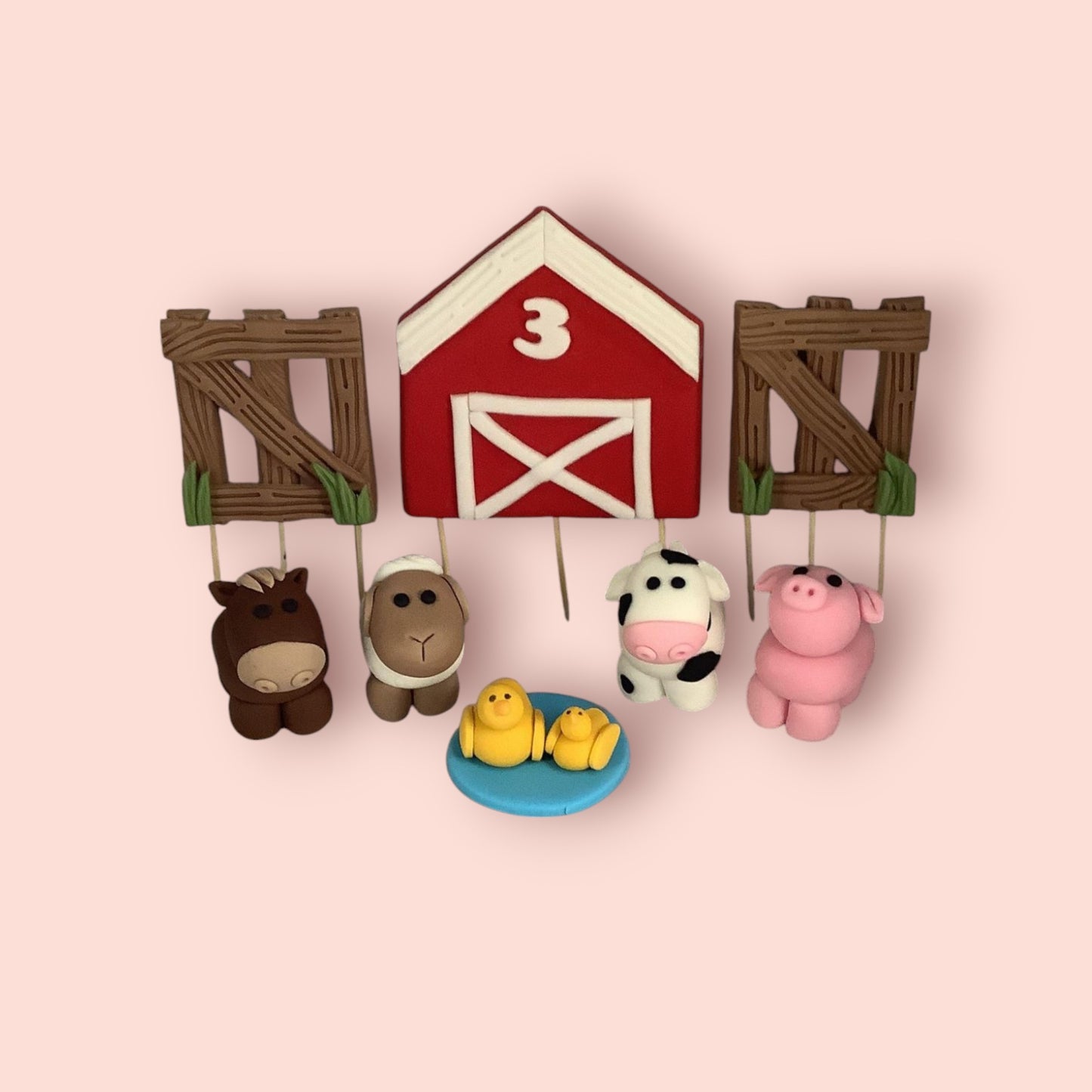 edible personalised barn farm cake topper set