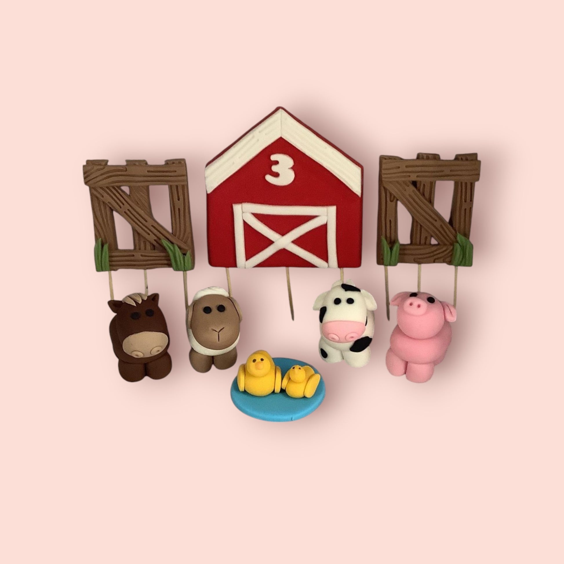 edible personalised barn farm cake topper set