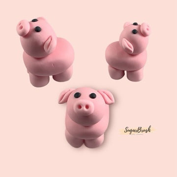 edible pig farm cake topper